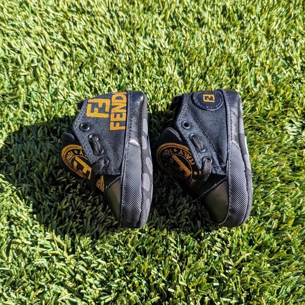 Black and Gold Soft Bottom Baby Shoes - Picture 3 of 7
